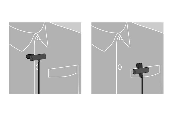 An illustration showing the clip of the ECM-LV1 rates 360-degree